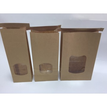 Kraft 1LB Paper Tin Tie Bags With WNindow