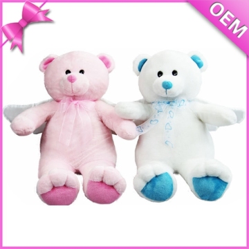 Couple teddy bear wedding with angel wings, plush toys angel