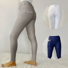 Popilè 3 Koulè Equestrian pantalon kolan pou dam