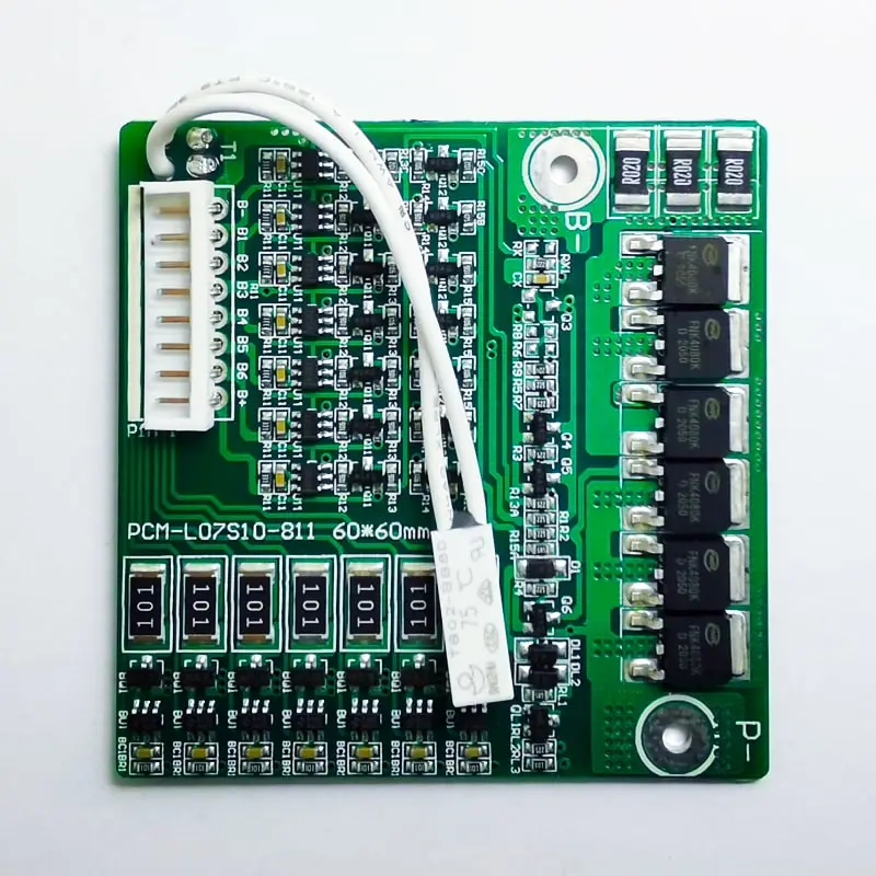 4s-7s 15A PCM BMS for 24V 25.2V 25.9V Li-ion/Lithium/ Li-Polymer 21V 22.4V LiFePO4 Battery Pack Size L60*W60*T6mm (PCM-L07S10-811)