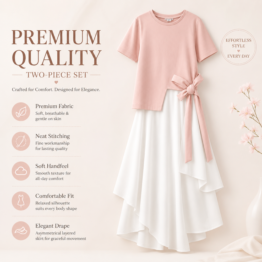 Хлопковая униформа с завязками по бокам и разделенным подолом Cotton Side Tie Split Hem Uniform