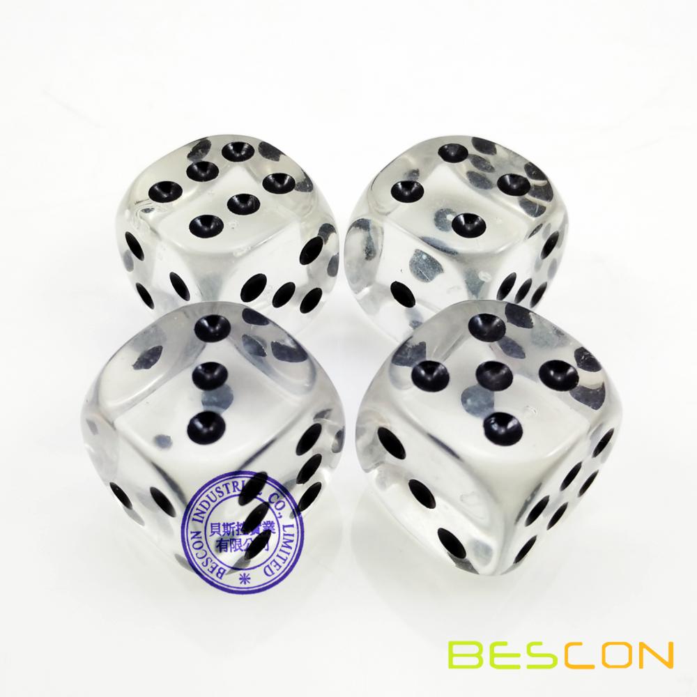 Wholesale Crystal Clear Tranrsparent Plastic Dice 19MM