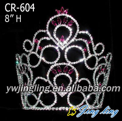 Custom big rhinestone pageant crowns for sale