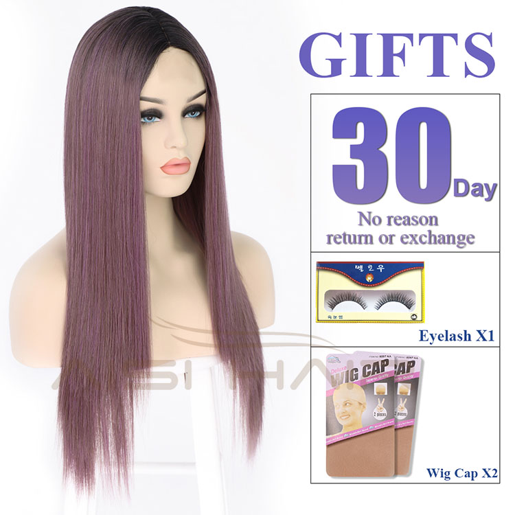 Aisi Hair Party Cosplay Popular Wholesale Vendor Long Silky Straight Ombre Purple Wig For Black Women Synthetic Hair Wigs