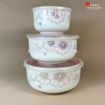 wholesale enamel porcelain bowl with PP lid