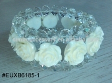 stretch resin rose bracelet,beaded bracelet,elastic beads bracelet,resin bangle bracelet jewelry,hot new 2016