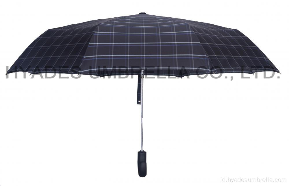 Periksa Tahan Angin Cetak Mens Folding Umbrella