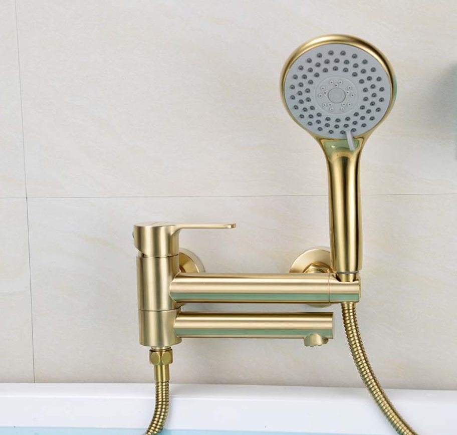 Najlepsza sprzedaż mikser wodospadowy złoty wykończony rozciągliwy prysznic ręczny zawór ciepłej i zimnej wanna kran kran