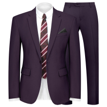 WYWK 2 Piece Men's Suit Wedding Business Party-Purple-XXS