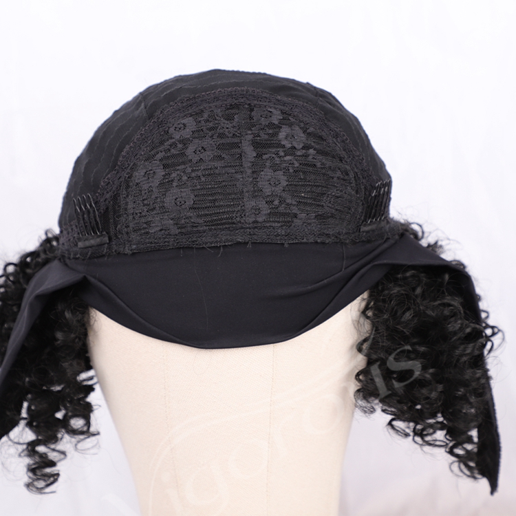 Headwrap Afro Fiber Cheap Wholesale Attached 1B Black Spring Curly Synthetic Hair Headband Wigs For Black Women