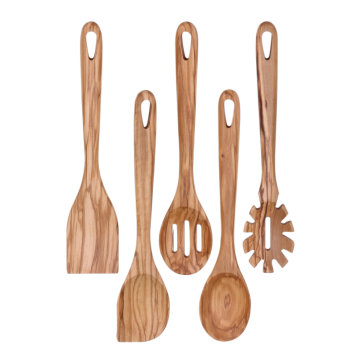 Olive wood cooking set