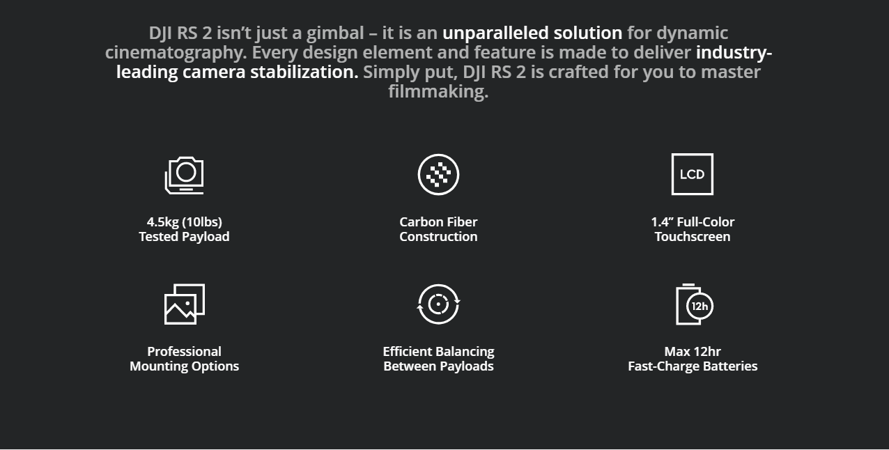 2020 hot new  DJI gimbal RS2 for DJI 1.4inch touchscreen 4.5kg payload Multi-scene solution