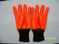 Bonnes gants d&#39;hiver enrobée en PVC orange