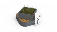 Commercial outdoor modular seating with integrated planter