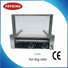 glass covered hot dog machine with 9 rollers