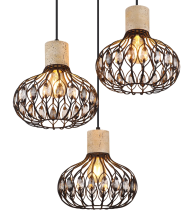 Vintage Black Metal Hanging Light with Crystals