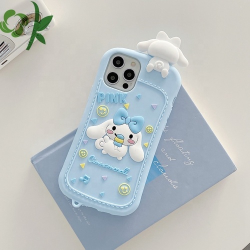 Étui de téléphone de dessin animé mignon brillant en silicone sans BPA à la mode