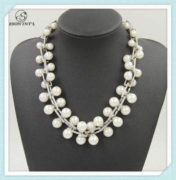 Fashionable White Popular Pearl Collar Necklace, Charming Silver Lariat Chain Necklace