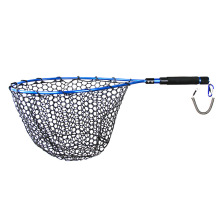 Trout Catch Net with Lanyard Rope Magnetic Buckle - Soft Rubber Red Landing Net for Fly Fishing Tackle