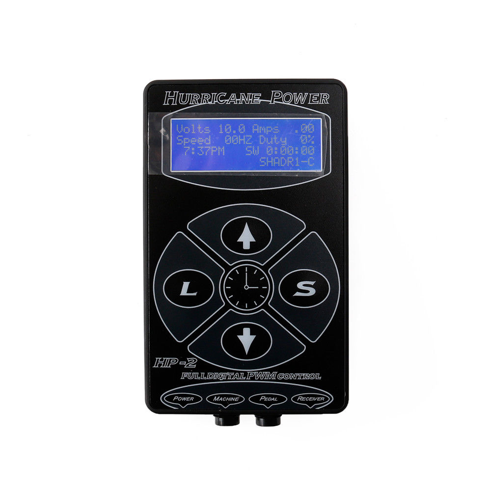 YABA Tattoo Hurricane LCD Digital Tattoo Power Supply Foot Pedal Clip Cord