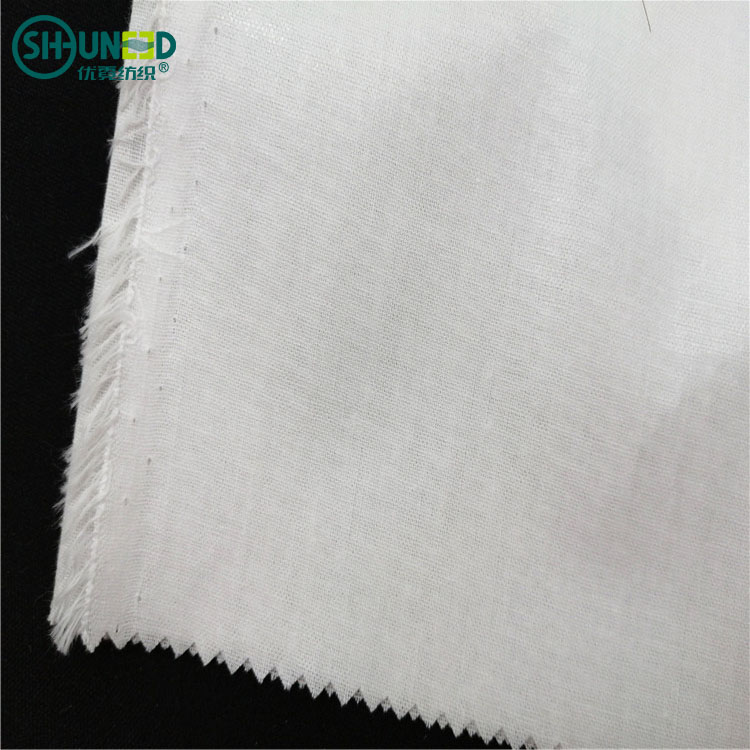 OEKO 100% Cotton Soft Shirt Collar Interlining Woven Fusible 110gsm Lining for Formal Shirt