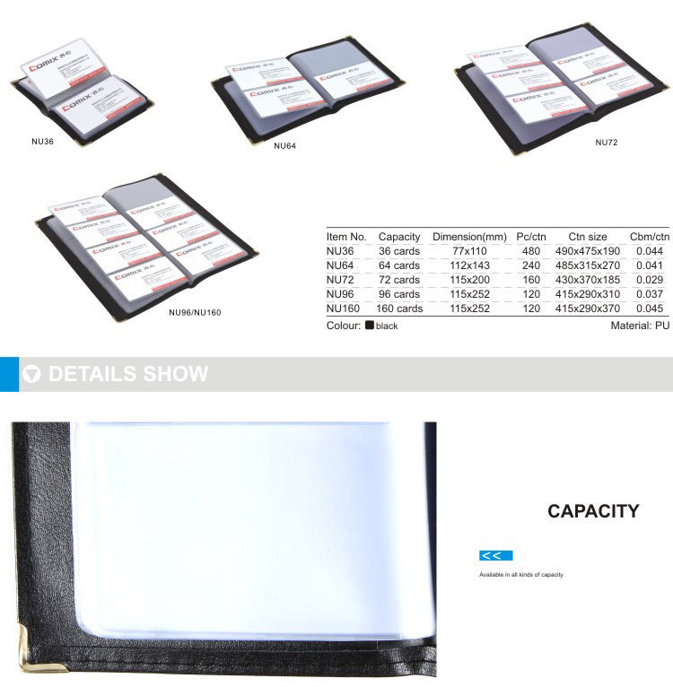 Multiple men's business 72 cards namecard leather holder with notepad