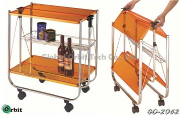 Easy folding kitchen serving trolley cart