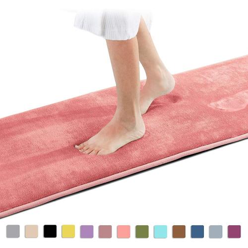 Comfity Pink Memory Foam Bath Mat