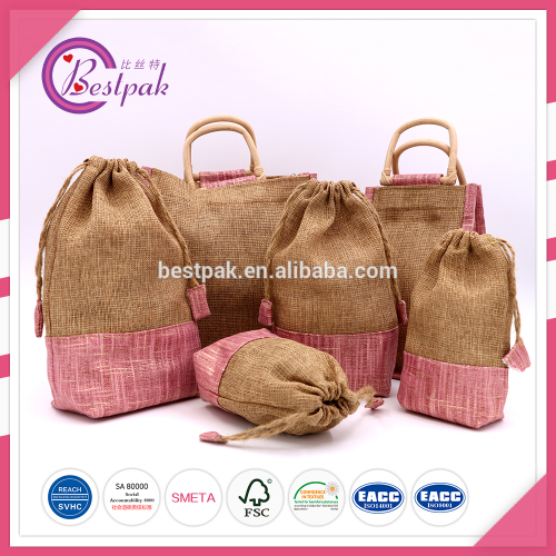 Jute Drawstring Pouch With Bottom, Jute Gift Bag