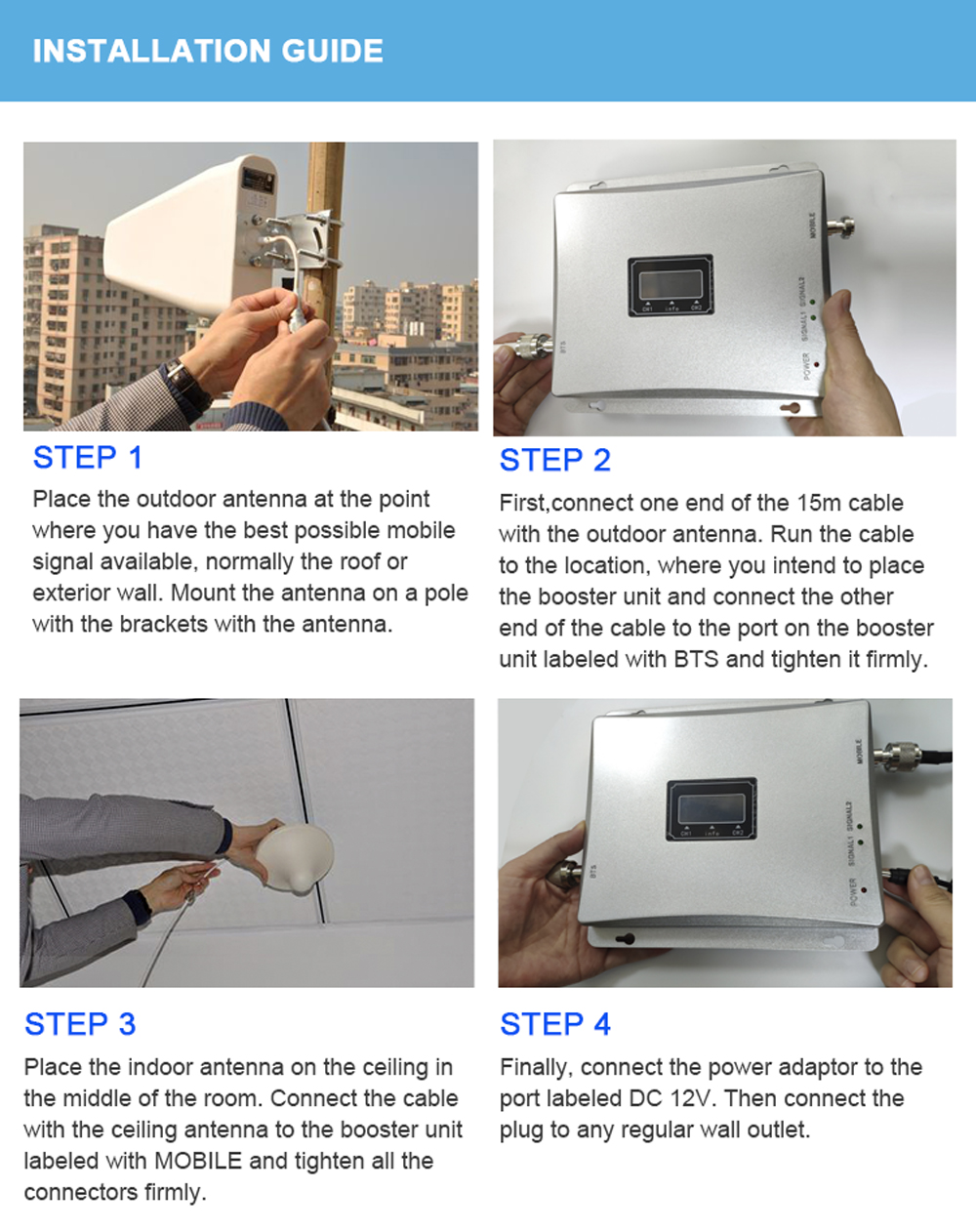 cell phone signal booster repeater for band 1 band 3 supporting GSM 3G 4G LTE dual band booster for home and office