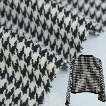 Yarn Dyed Check Poly Wool Blend Tweed Fabric