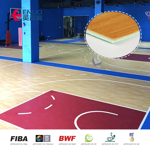 NFHS मानक के आधार पर FIBA ​​प्रमाणित बास्केटबॉल स्पोर्ट्स फ़्लोरिंग