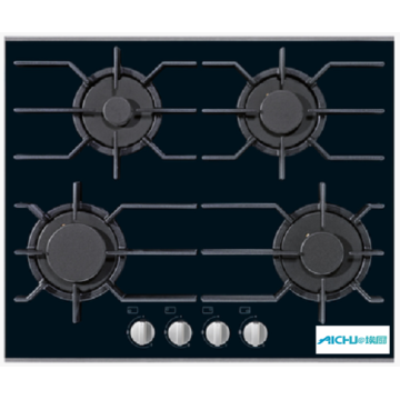 Cooktop de gás preto com 4 queimadores