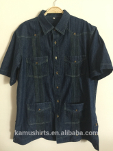 Man Short Sleeve denim Guayabera Shirts