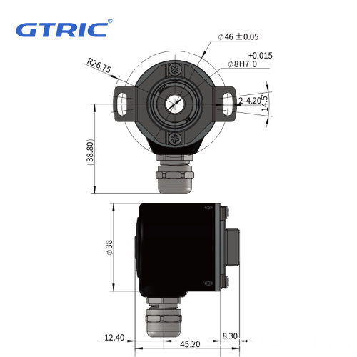 GTRIC Optical Encoder with 8mm Shaft Head, Clamping Type, 24VDC NPN Collector Output, Hollow Shaft, 1024 PPR for Incremental Rot