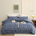 Màu xanh seersucker duvet cover giường nữ hoàng rắn