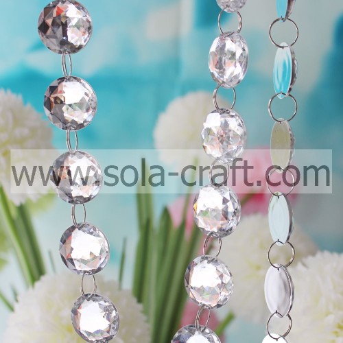 Mirror Chunky 16MM Acrylic Faceted Teardrop Round Crystal Garland With White Color