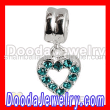 Sterling Silver European Heart Dangle Charms With Stone Wholesale?