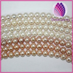 Wholesale Cultured Freshwater Pearl Strand white/peach/mauve Potato Pearls