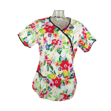 Jonathan Uniform Mock Wrap Y Neckline 100% Cotton Beauty Salon Scrub Top - Custom Print Work Wear