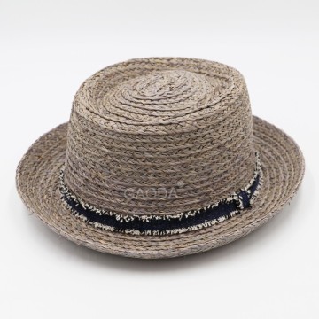 Grey fine raffia ribbon organized ladies hat straw