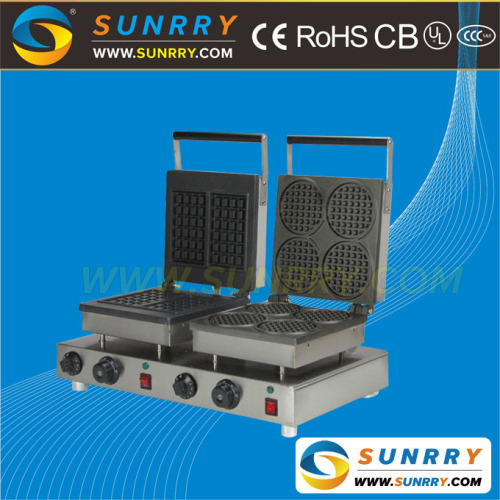 Commercial electric double head egg waffle maker for round waffle and rectangle waffle (SUNRRY SY-WM56C)