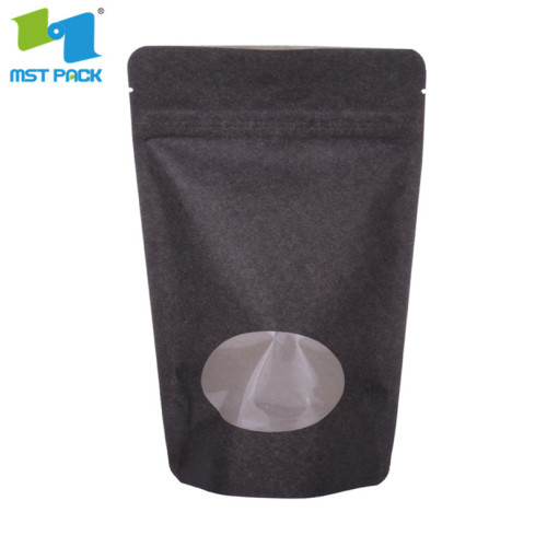 kraft paper stand up resealable foil pouch with window