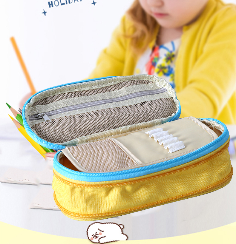 Double zipper oval pen case Stationery pen case