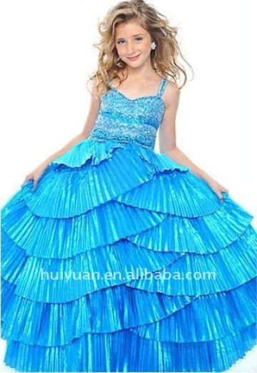 beading spaghetti strap blue formal dresses girl