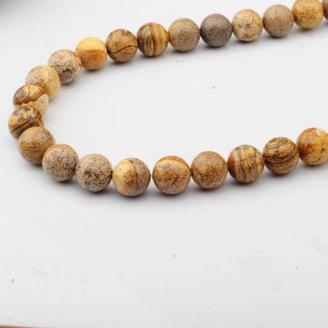 14MM Loose natural Gemstone Picture Jasper Round Beads for Making jewelry