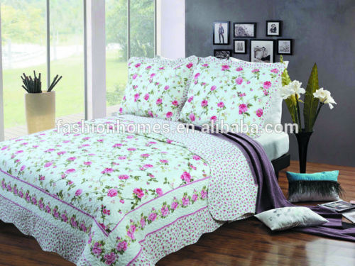 Bright color rose printed bedding set/printed duvet cover bedding set