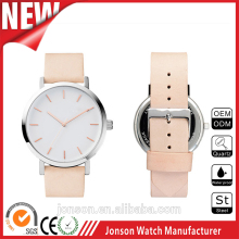 China suppliers luscious pink leather bands sapphire crystal glass elegance brand watch