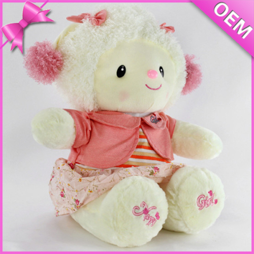 20cm Sitting Wearing Pink Dress Adorable Plush Animal Toy Goat, Goat Plush Toys, Stuffed Goat Plush Toy