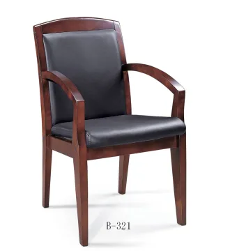 Office Chair Executive Chair Wooden Leather Chair with Armrest